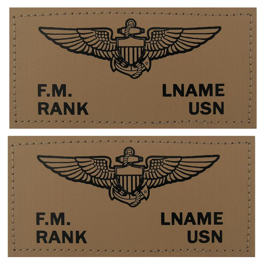 U.S. Navy Leather Flight Badge - TAN - 1 Pair