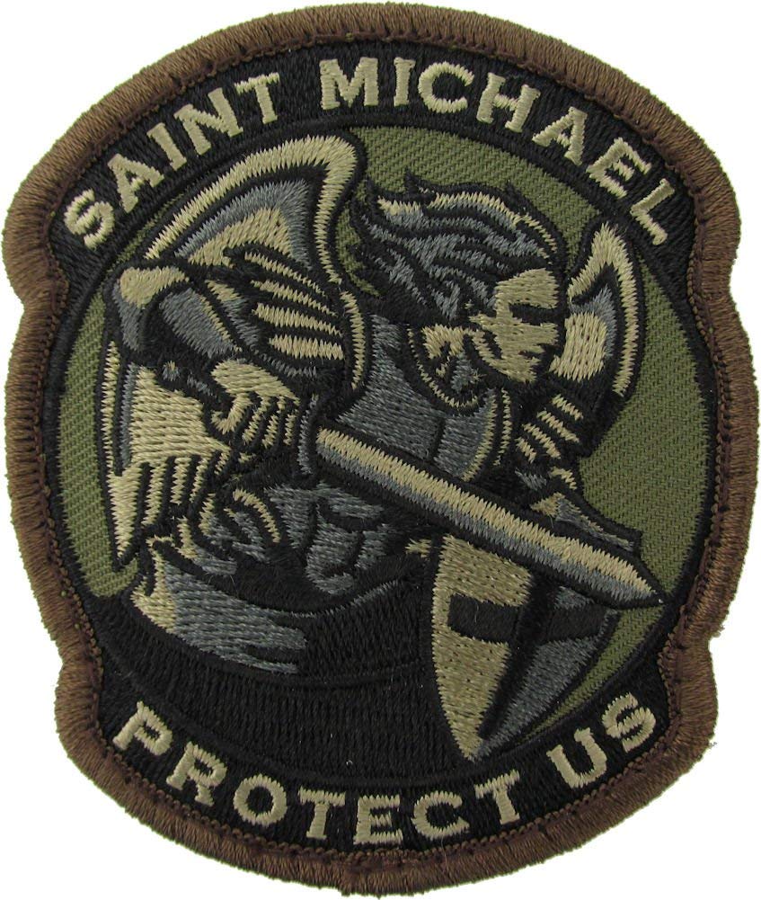 St. Michael Protect Us Patch - Modern Design with Hook Fastener