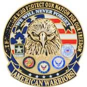 American Warriors Pin - Size 1 1/8 inches