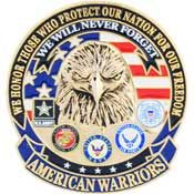 American Warriors Pin - Size 1 5/8 inches