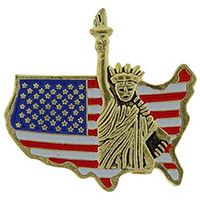 Statue of Liberty with U.S. Flag Map Pin