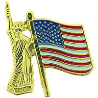 Statue of Liberty holding U.S. Flag Pin