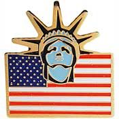 U.S. Flag with Statue of Liberty Pin