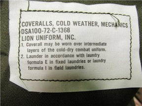 Military Surplus Mechanics Coveralls Cold Weather  - O.D. GREEN  Genuine Government Surplus