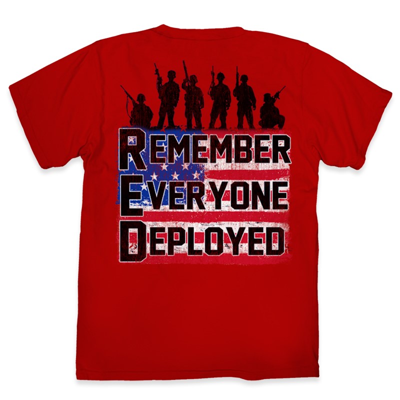 Remember Everyone Deployed Flag T-Shirt - RED