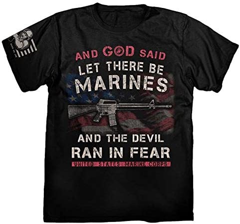 CLEARANCE - God Said Let There Be Marines T-Shirt - BLACK