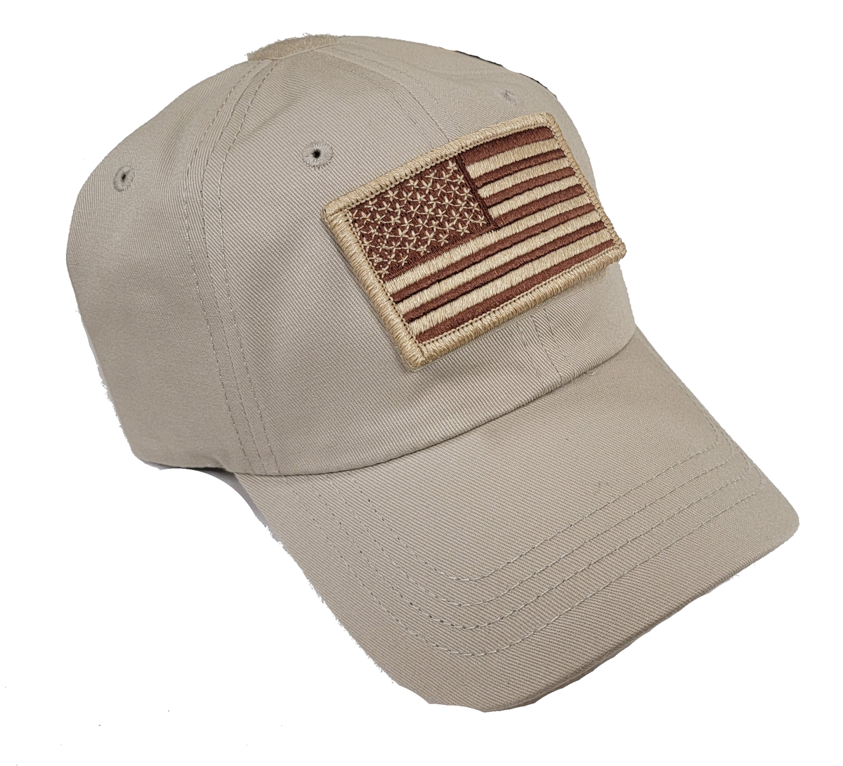 Tan Khaki Tactical Cap Package with Flag