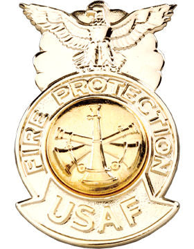 USAF Asst. Chief Fire Badge - Metal GOLD Three Bugles