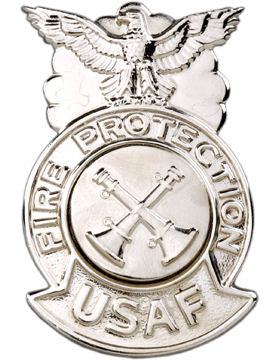 USAF Station Chief Fire Badge - Metal CHROME Crossed Bugles
