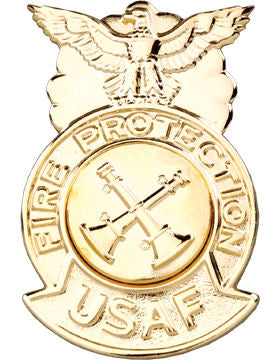 USAF Station Chief Fire Badge - Metal GOLD Crossed Bugles