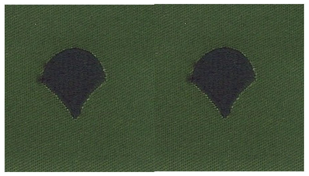Vintage U.S. Army Rank Insignia - O.D. Green Subdued - 1 PAIR Sew-on