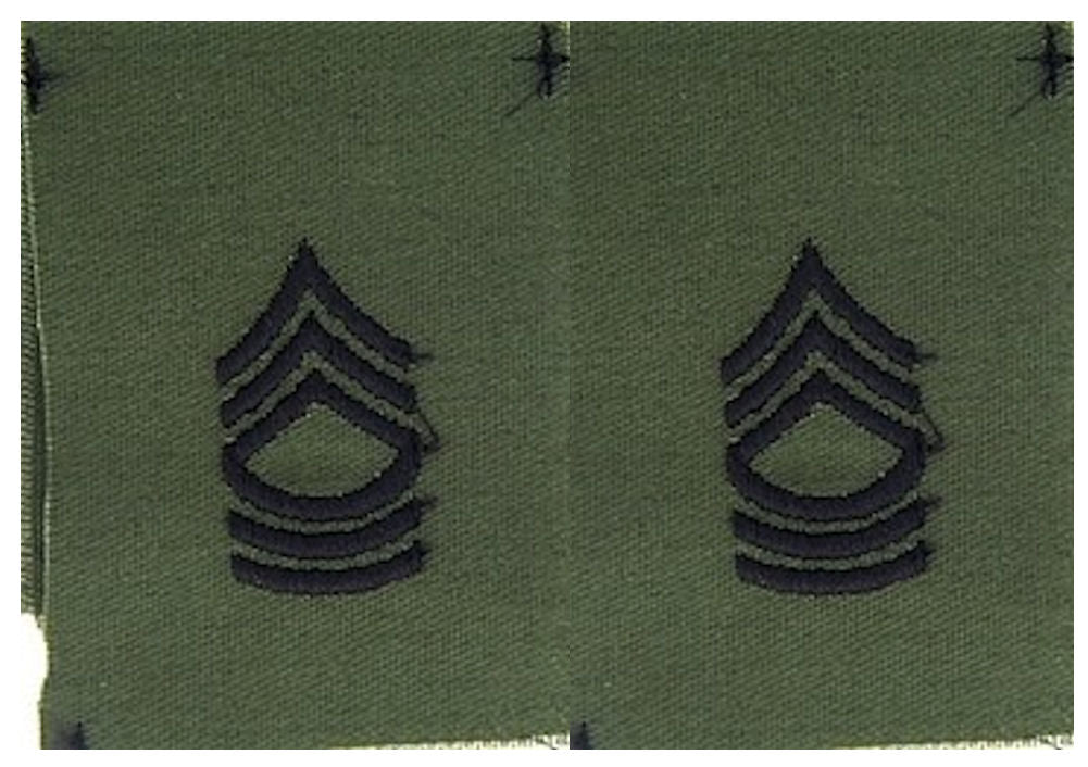 Vintage U.S. Army Rank Insignia - O.D. Green Subdued - 1 PAIR Sew-on